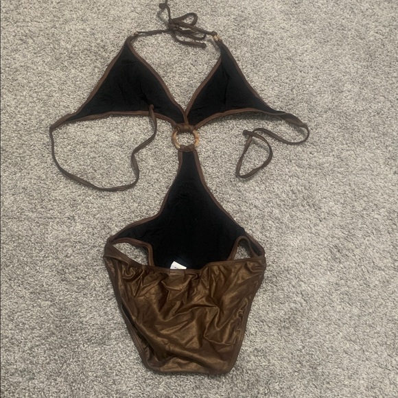 W Swimwear Brown Cut Out One Piece Swimsuit Size Medium - Picture 4 of 6
